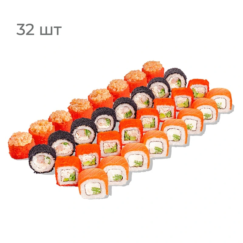 Джапан - Филадельфия с огурцом, Калифорния с крабом, Черная Жемчужина и ролл Фудзи