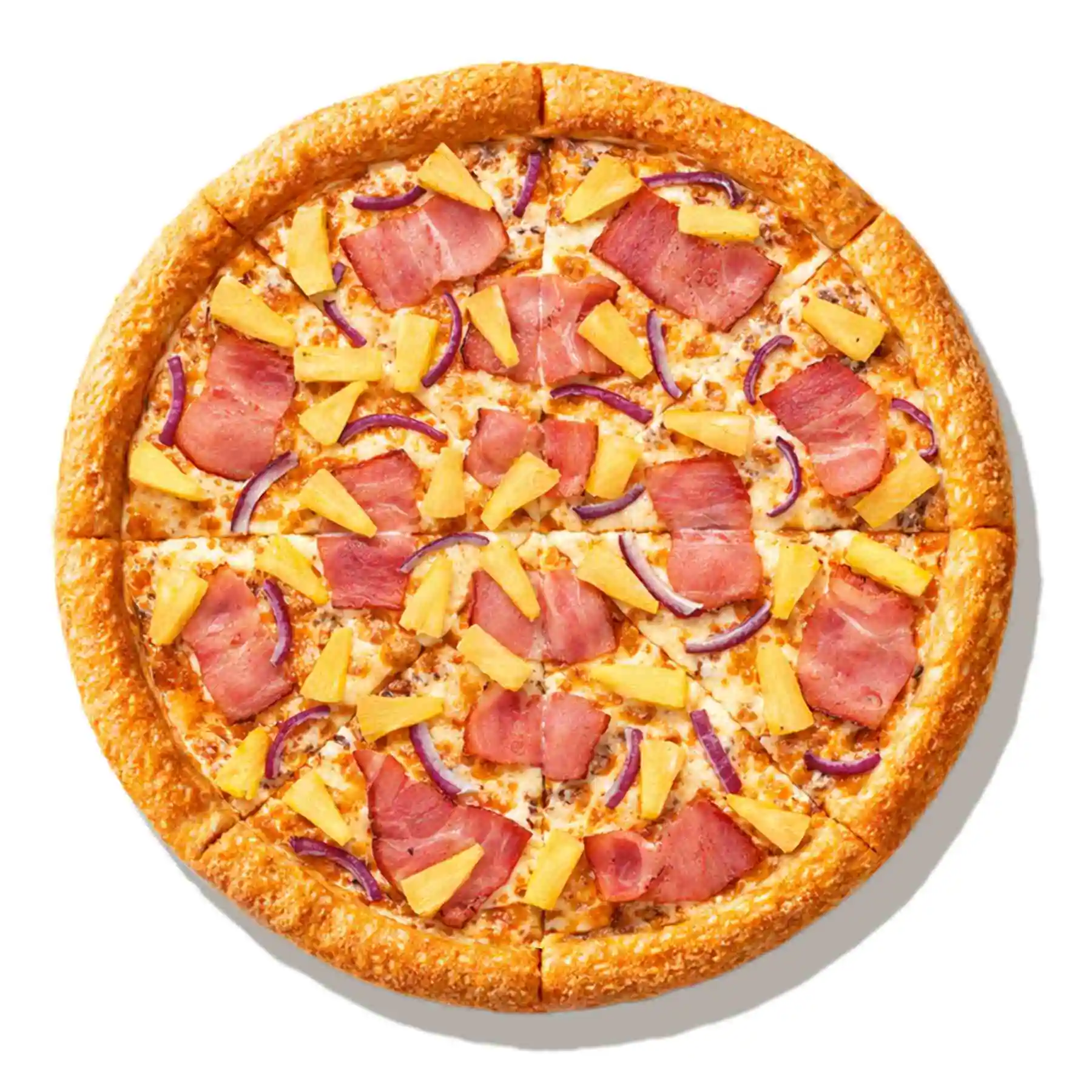 Гавайская Барбекю - Бекон, ананасы, сыр моцарелла, красный лук, соус барбекю