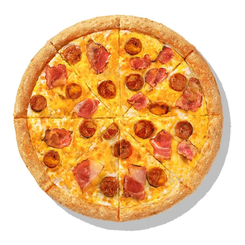 Маффин с яйцом - Итальянские колбаски, бекон, сыр чеддер, моцарелла, яичный желток, сливочный соус