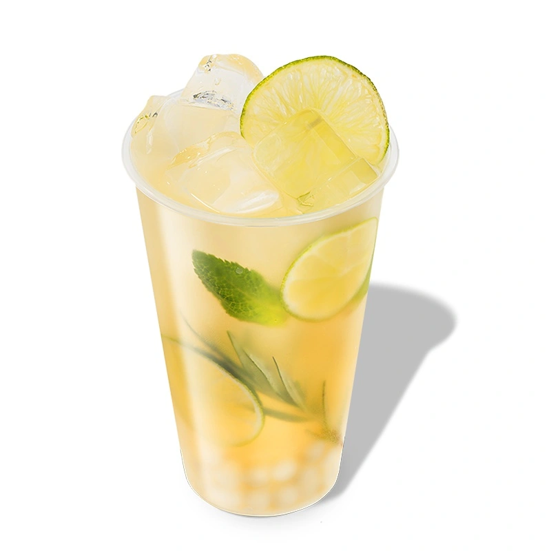 Бабл ти лайм-маракуйя - Лайм, мята, розмарин, сироп маракуйя, газированная вода, сок лимона, джус-боллы йогурт, лёд