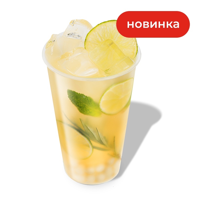 Бабл ти лайм-маракуйя 0,65 - Лайм, мята, розмарин, сироп маракуйя, газированная вода, сок лимона, джус-боллы йогурт, лёд