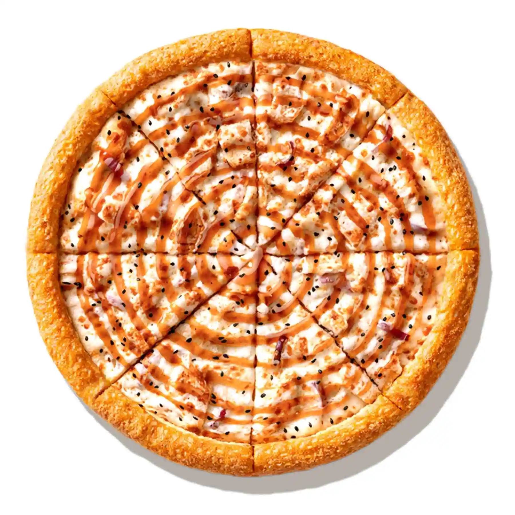 Цыплёнок Терияки - Цыплёнок, красный лук, увеличенная порция моцареллы, соус терияки, семена черного кунжута