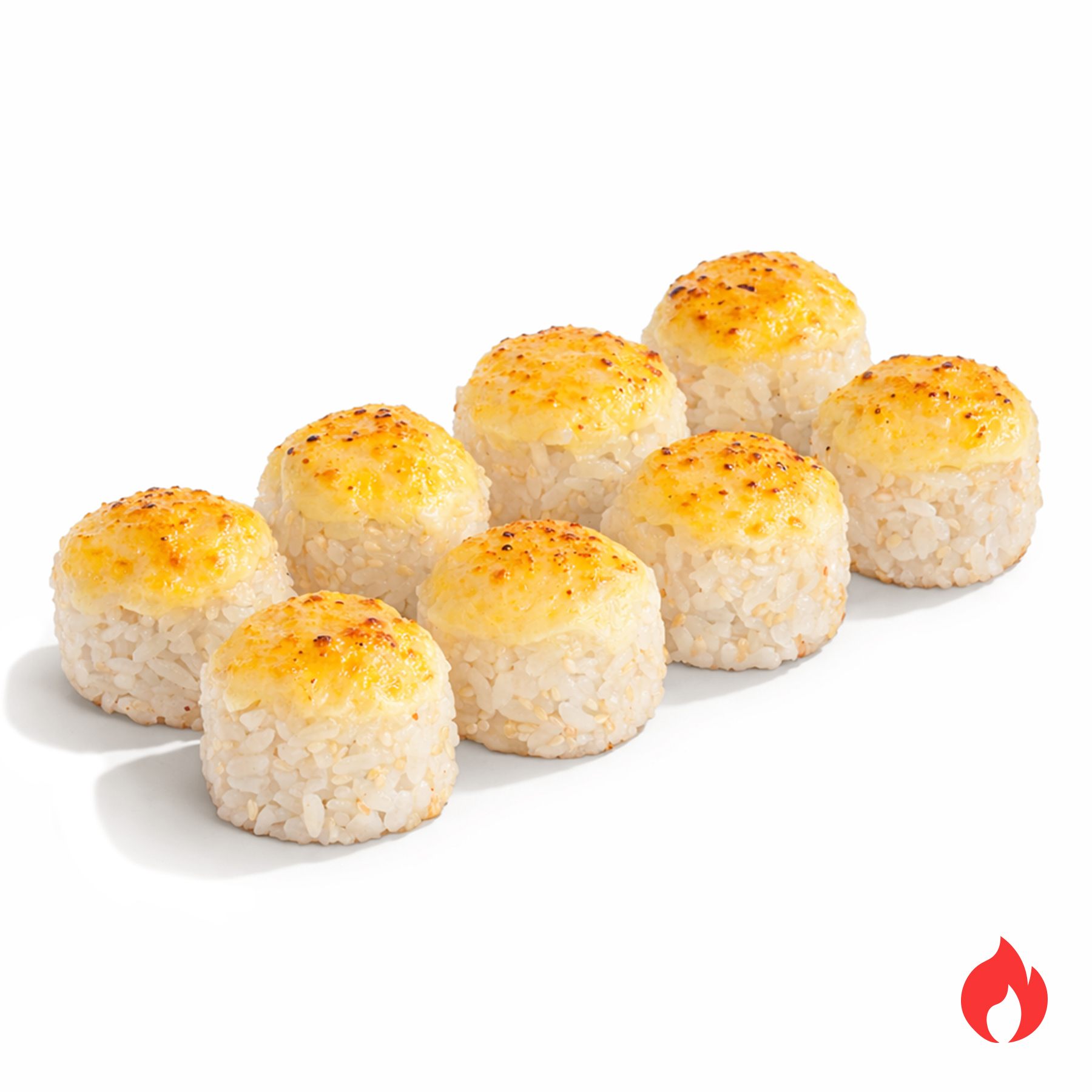 Запеченный ролл Сливочный цыплёнок - Копчёный цыплёнок, хрустящий огурчик, сливочный сыр, кунжут и пикантный соус