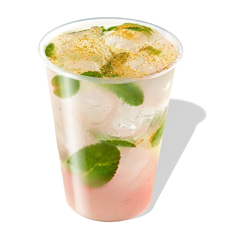 Лимонад Мятный Персик - Освежающий лимонад с ярким вкусом персика, соком цитрусов и свежестью мяты