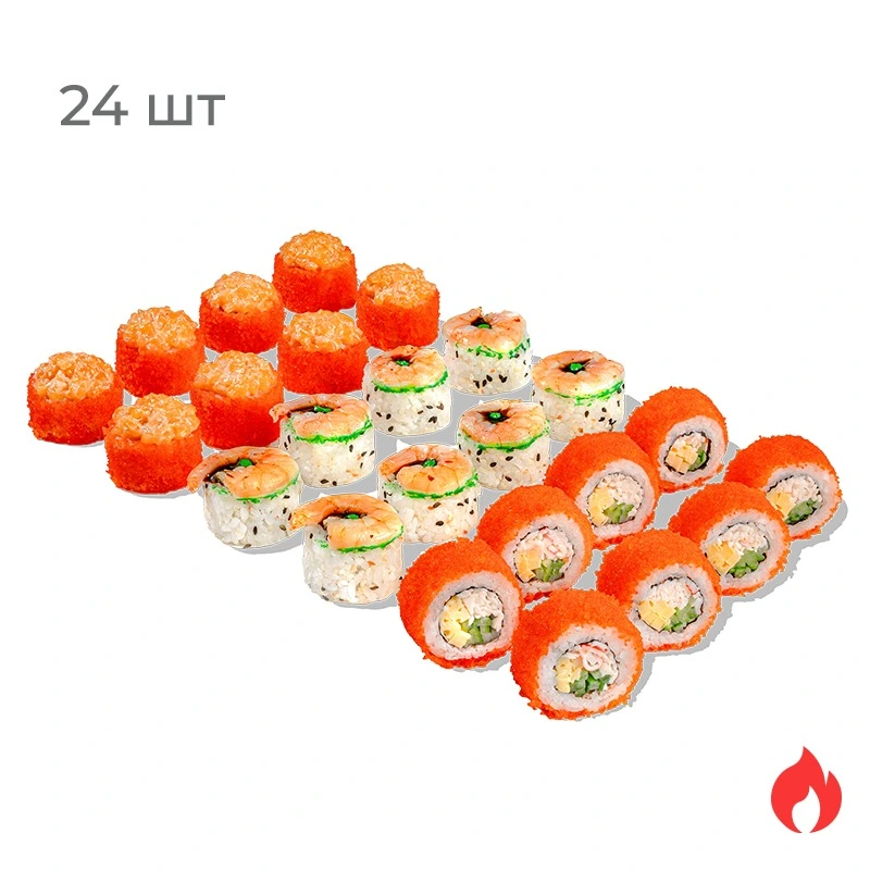 Оннаноко - Три нежных и вкусных ролла: Креветка Васаби, ролл Фудзи, ролл с крабом и огурцом