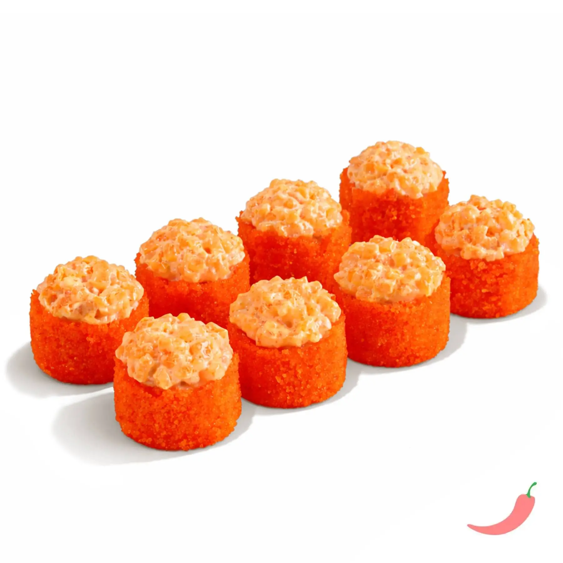 Ролл Фудзи - Тартар из лосося и острого соуса, сливочный сыр, омлет, консервированный манго, икра масаго