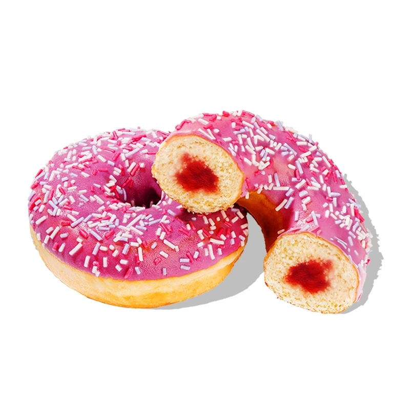 Пончик клубничный - Нежный пончик с клубничной начинкой и разноцветной посыпкой

