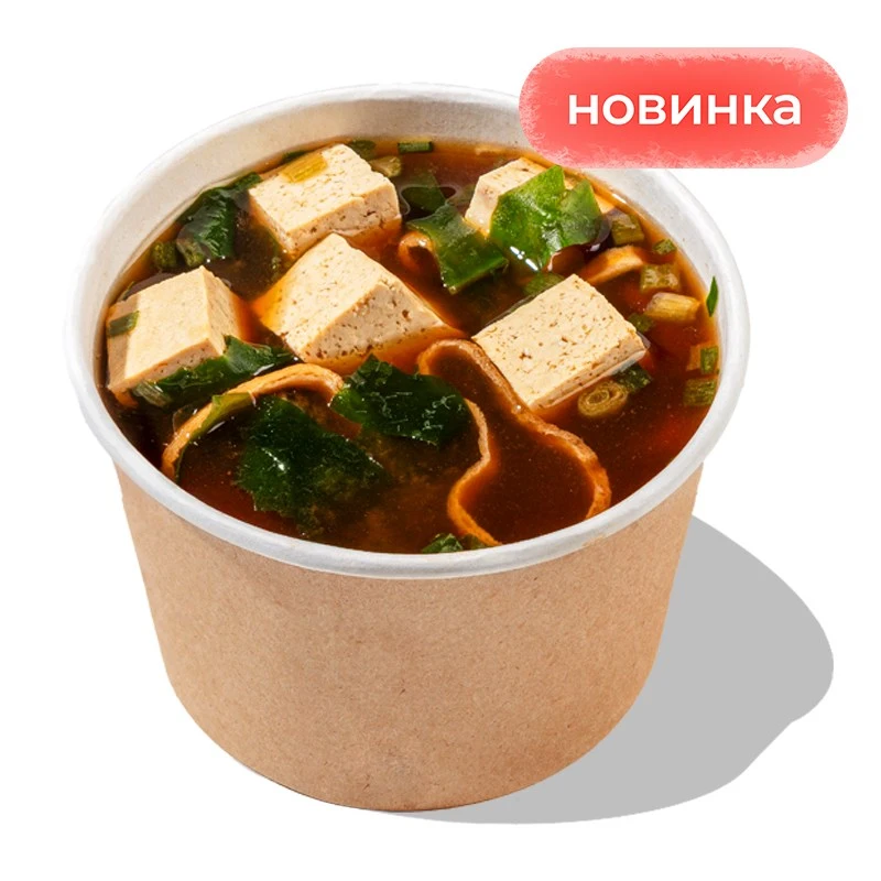 Мисо суп с тофу - Классический японский суп на основе ферментированной пасты мисо с кусочками тофу