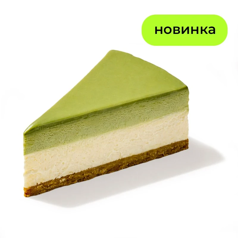 Чизкейк Матча - Чизкейк со сливочно-сырной и нежной муссовой начинкой с матчей и шоколадной глазурью