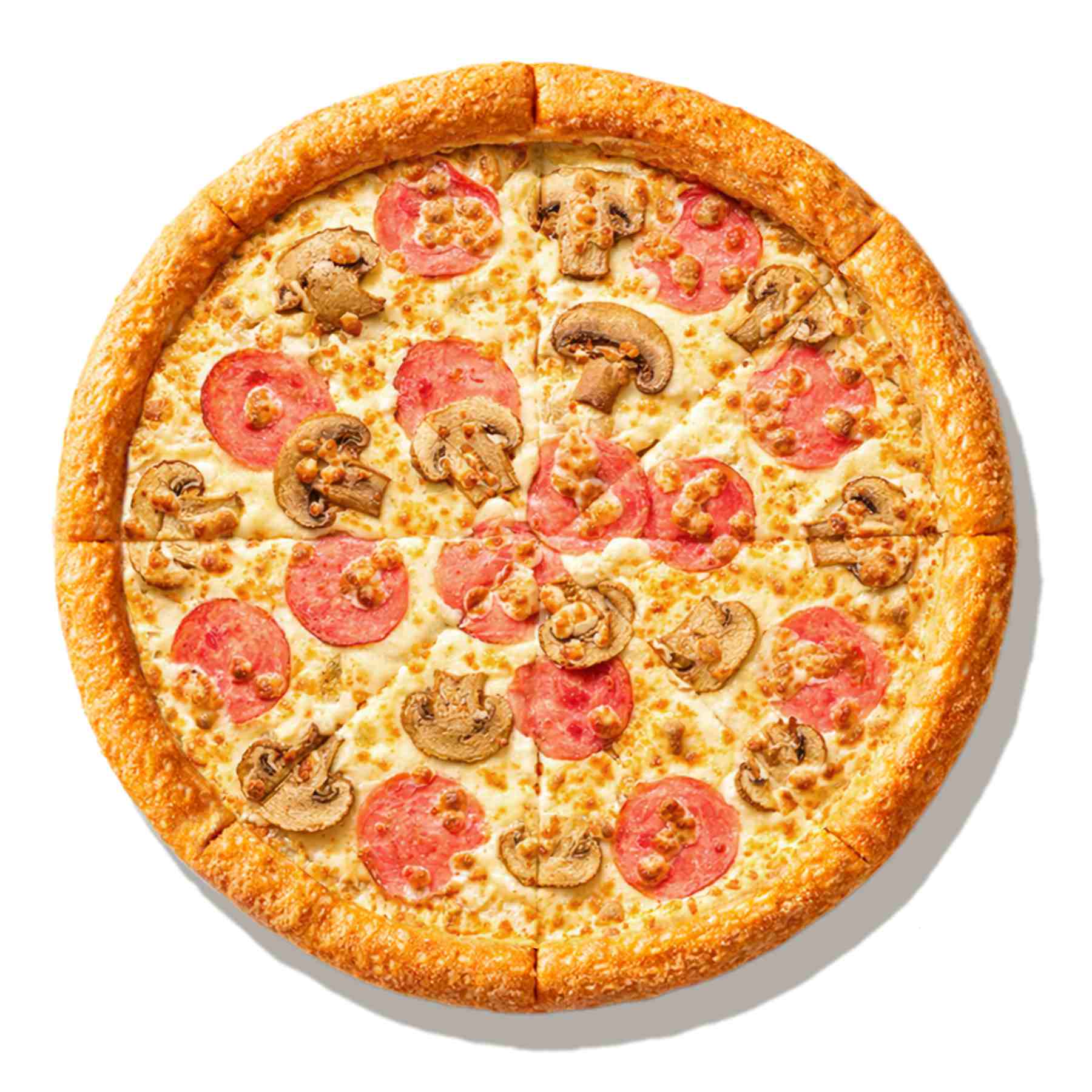 Ветчина и грибы - Ветчина, шампиньоны, увеличенная порция моцареллы, чеснок, соус ранч