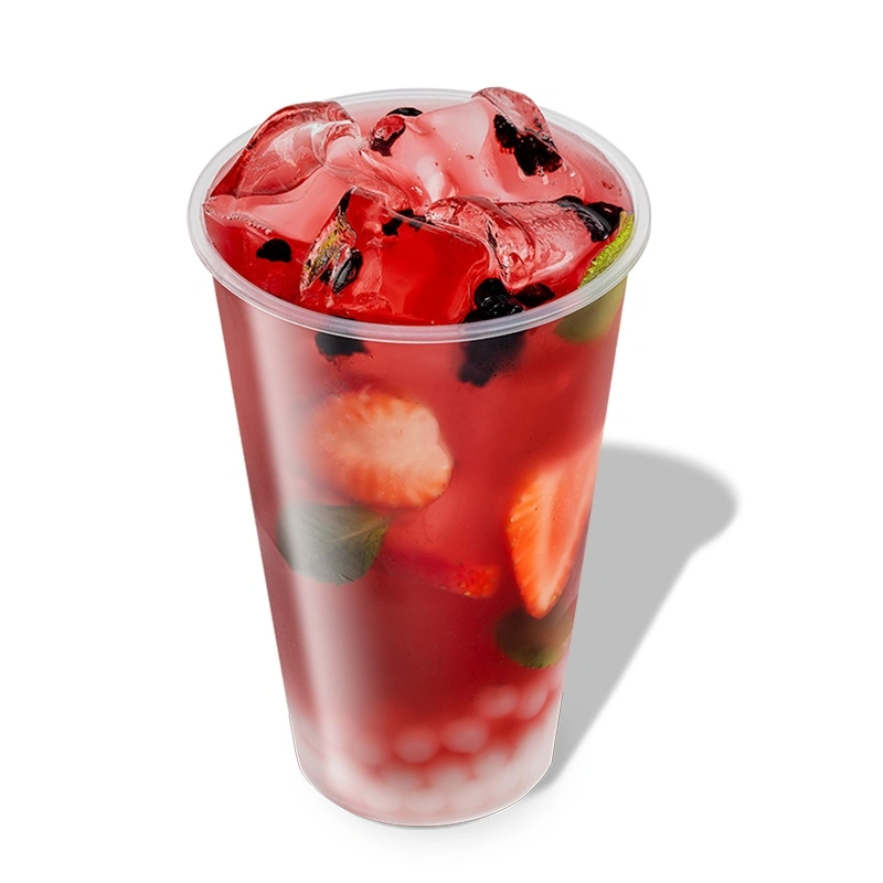 Бабл ти лимонад лесные ягоды - Клубника, черника, мята, сироп ежевика, газированная вода, сок лимона, джус-боллы йогурт, лёд