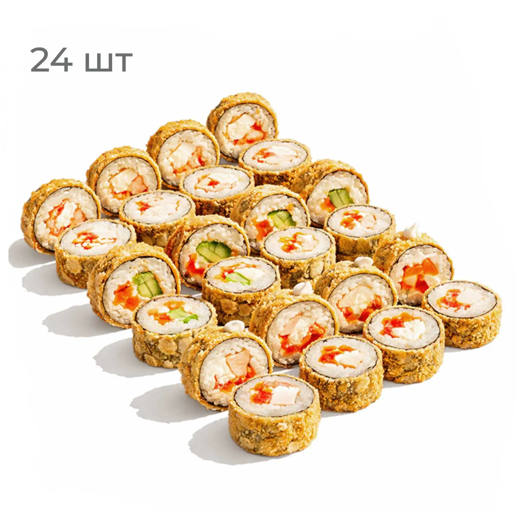 Темпура - Три тёплых ролла, обжаренных в темпуре: с креветкой, лососем и цыпленком